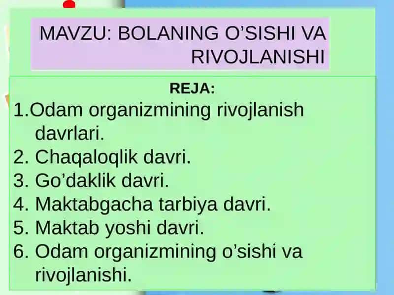 Bolaning o’sishi va rivojlanishi 3
