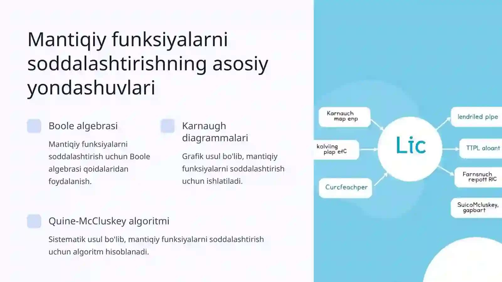 Ko'p darajali mantiqiy funksiyalarni soddalashtirish usullari 3