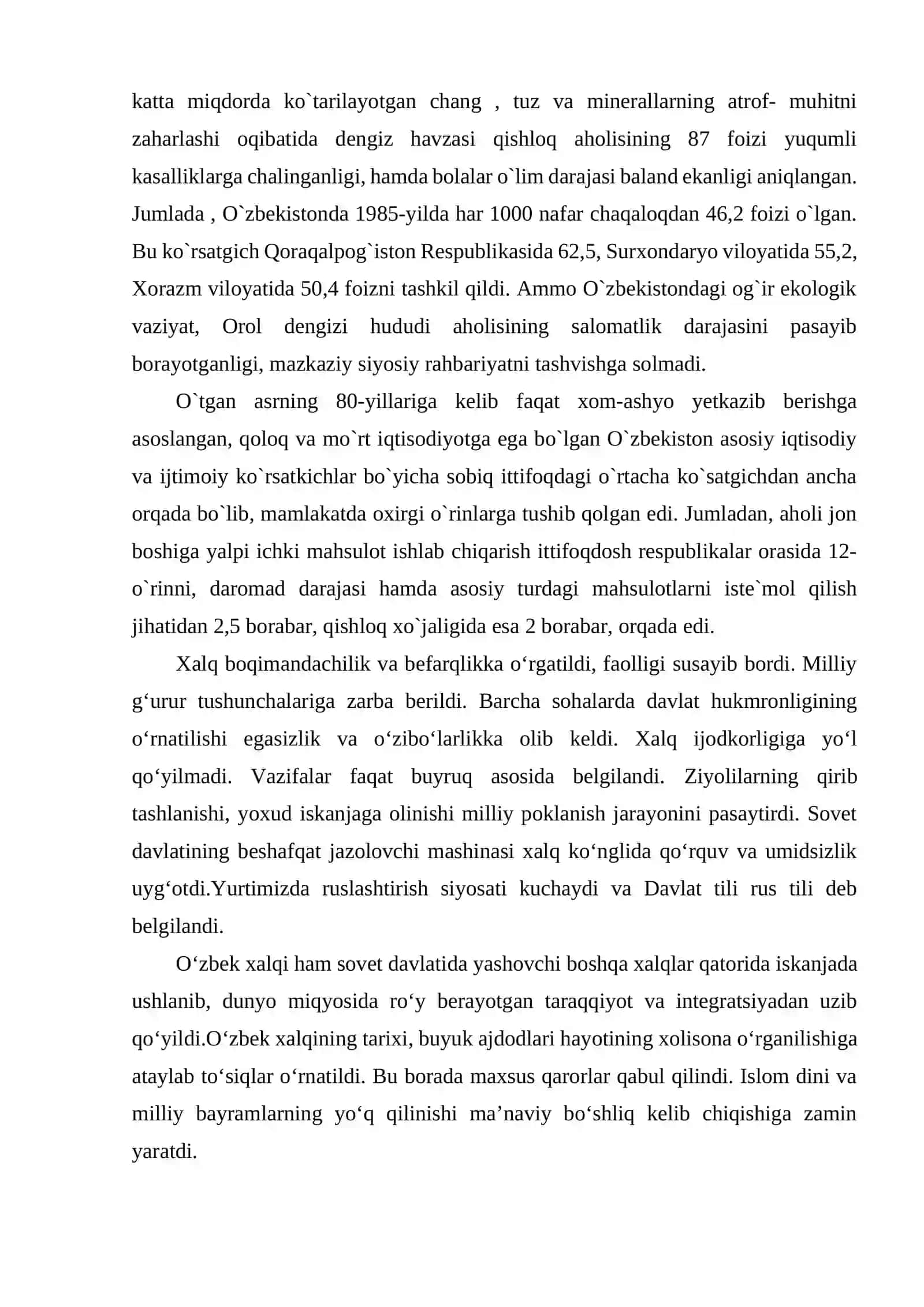 O’zbekiston mustaqilligi yo’lidagi dastlabki qadamlar. O’zbekistonda Prezidentlik boshqaruvining joriy etilishi 3