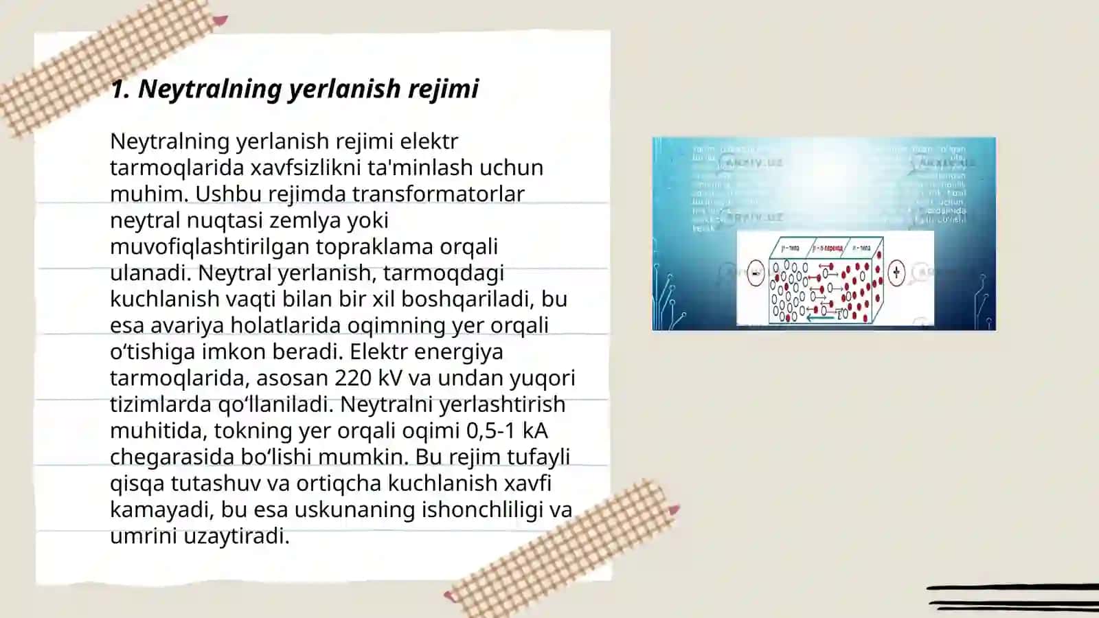 Elektr tarmoqlarining neytral ish rejimlari 3