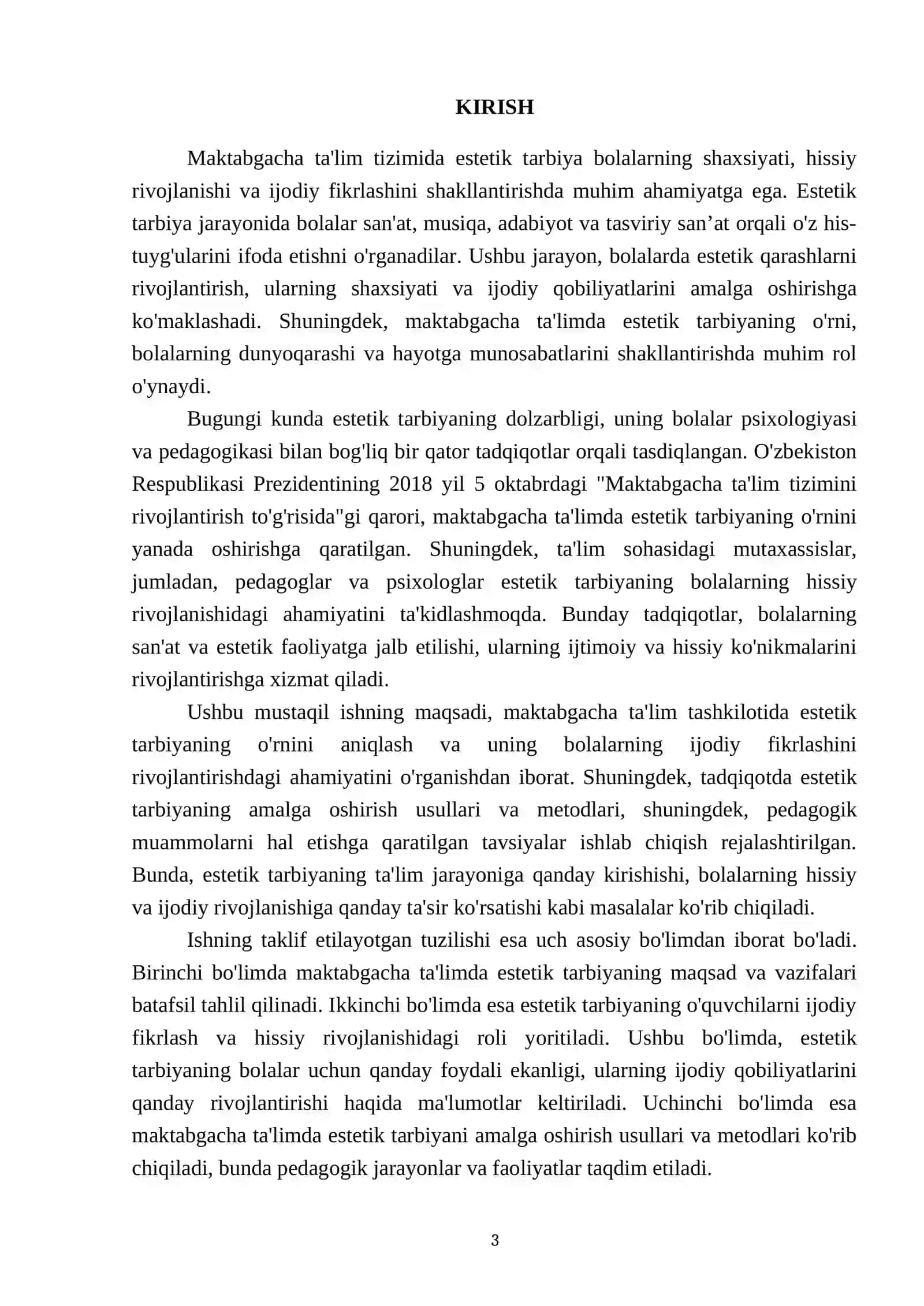 Maktabgacha talim tashkilotida estetik tarbiyaning o‘rni 3