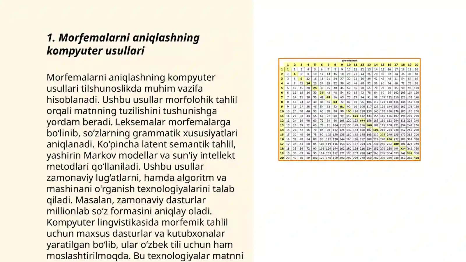 Lingvistik muammolarni(morfema,leksema,frazema,birikma va gap)kompyuter ta'minotiga kiritish,qayta ishlash 3