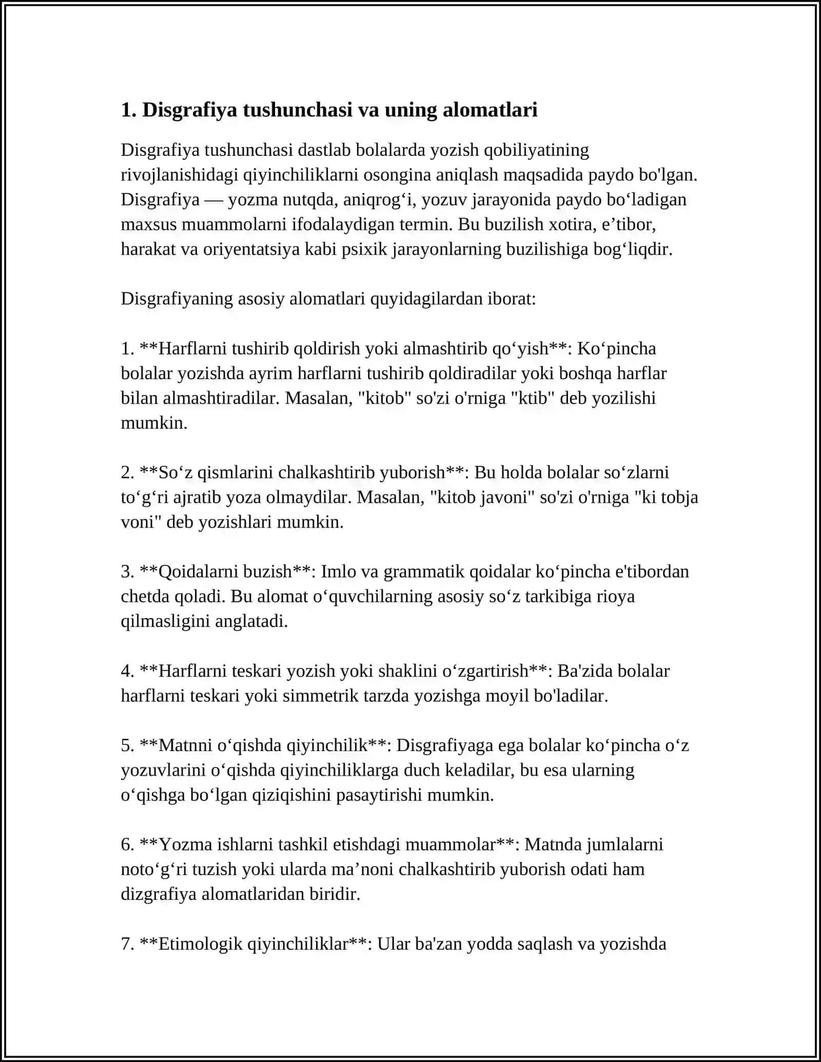 DISGRAFIYANI BARTARAF ETISH UCHUN MASHGʻULOT ISHLANMALARINI TAYYORLASH 3
