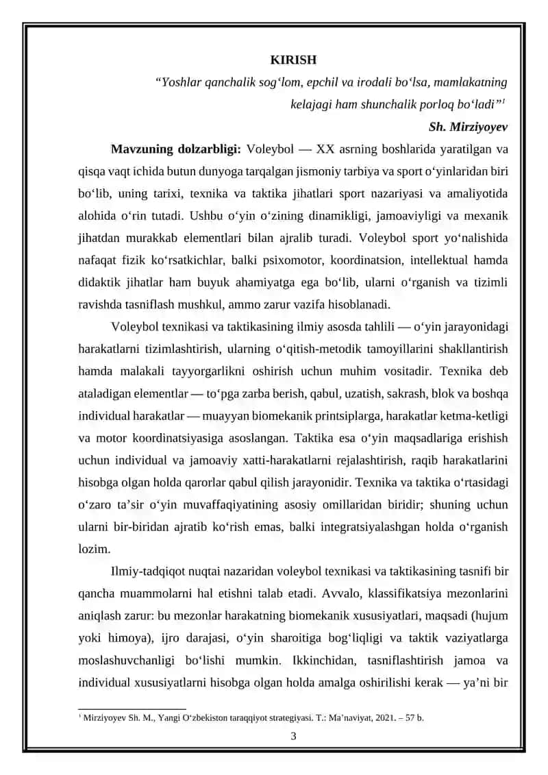 Voleybol o'yini texnikasi va taktikasini tasnifi 3