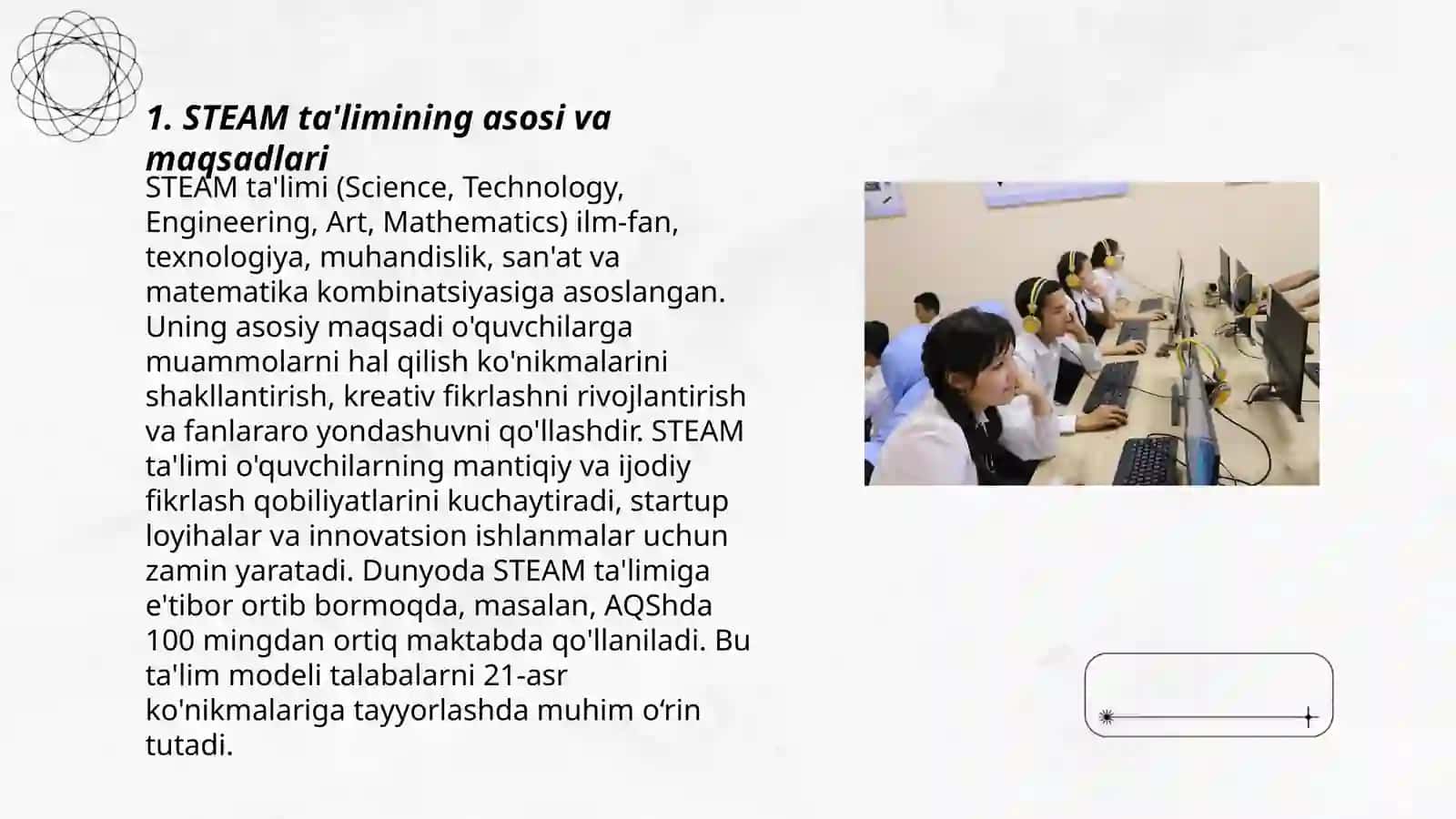 STEAM taʼlim texnologiyasining oʻziga xos xususiyatlari 3