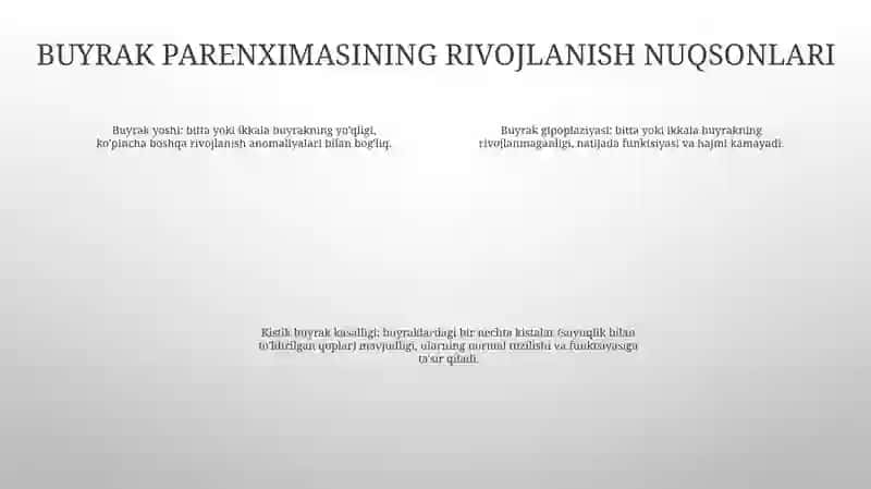 Siydik Ayiruv A'Zolarining Rivojlanish Nuqsonlari 3