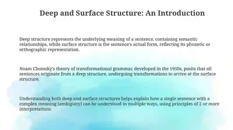 Deep and Surface Structure of the Language 3