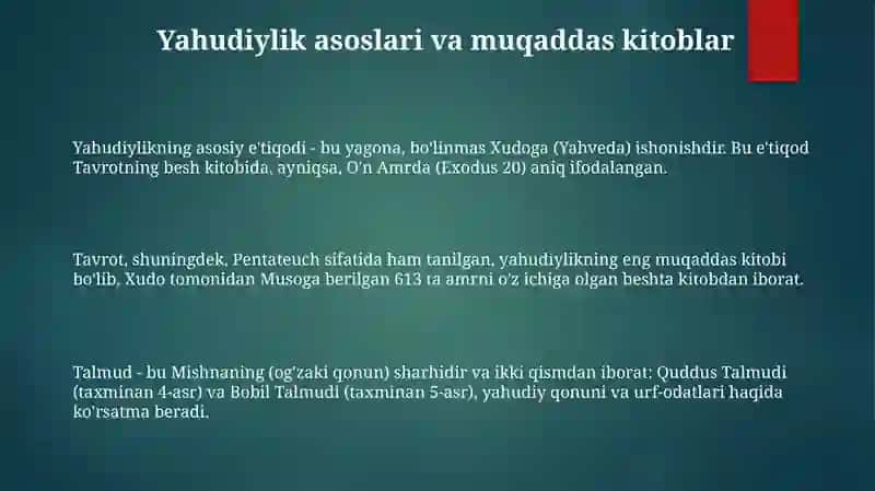 Yahudiylik ta'limoti an'ana va marosimlari 3