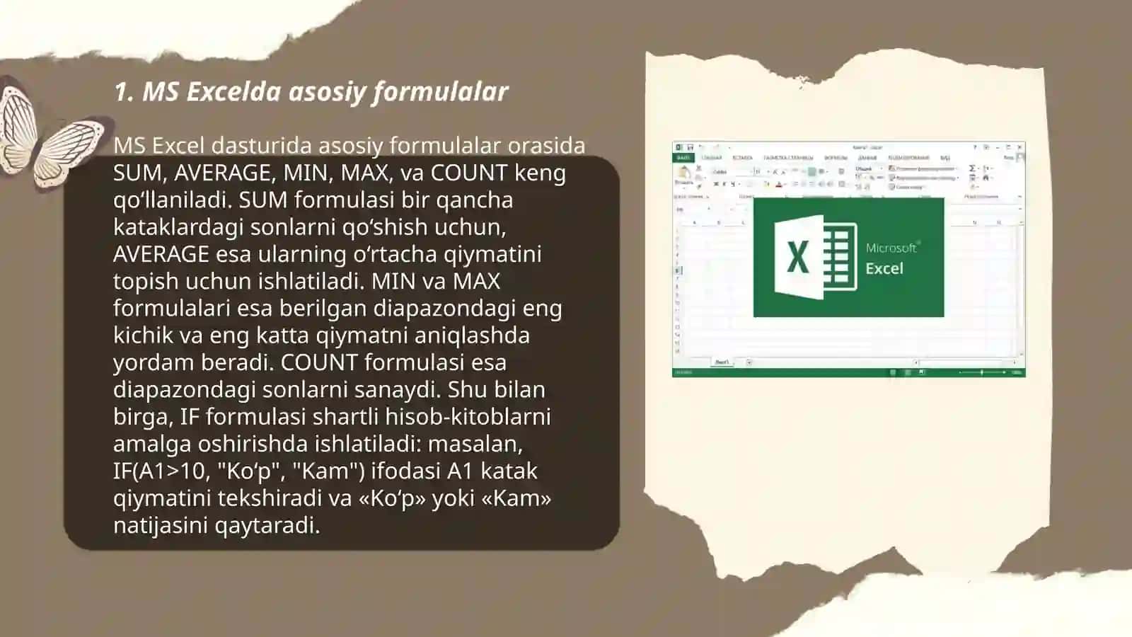 MS Excelda formulalar va funksiyalar 3