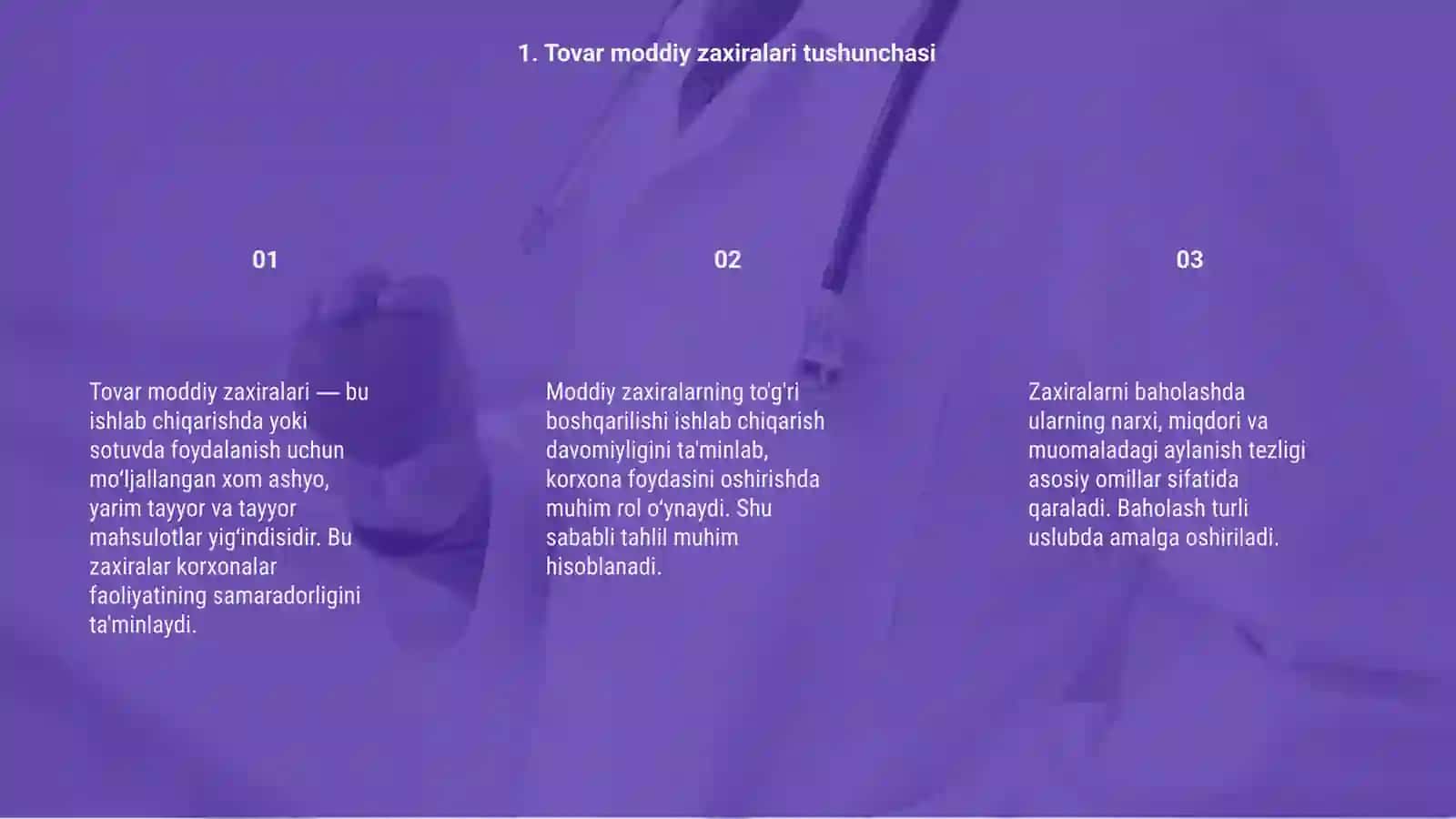 Tovar moddiy zaxiralarni baxolash mavzu 3