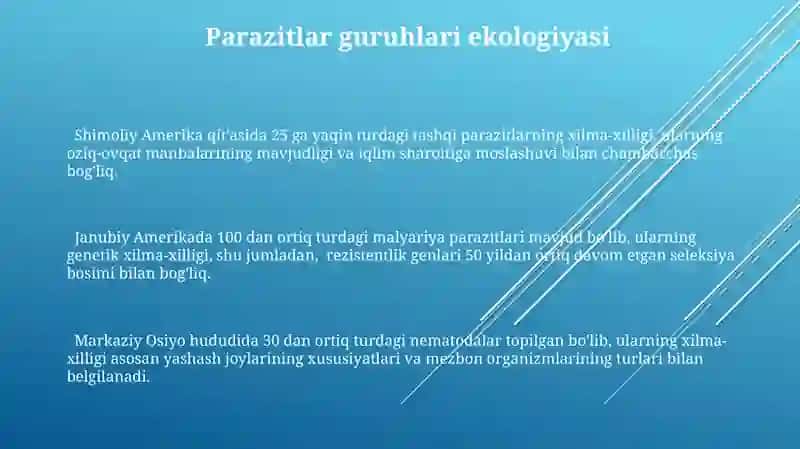 Parazitlar guruhi ajralishining ekologik asoslari 3