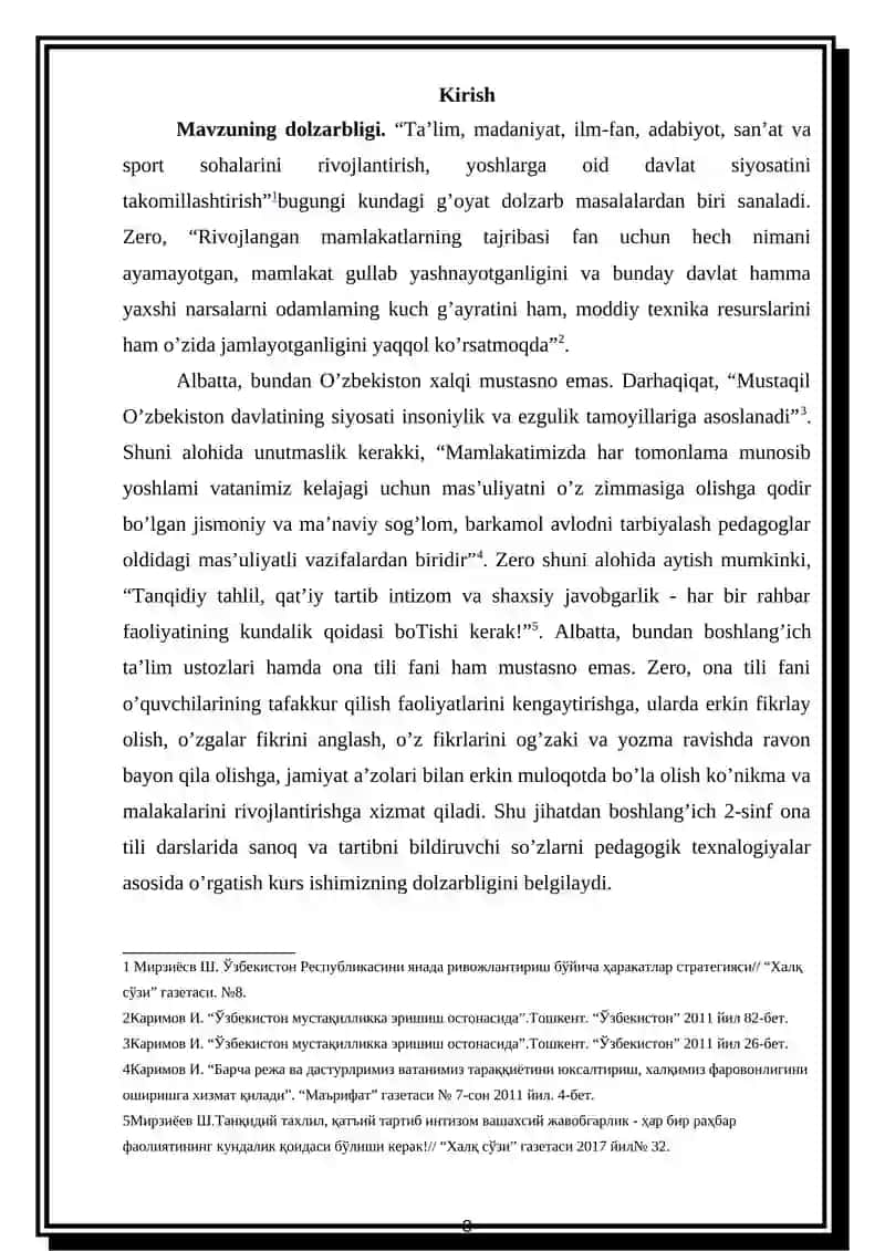 2-sinfda “Sanoq va tartibni bildirgan so’zlar” mavzusini o’rgatishda interfaol metodlarni qo’llash 3