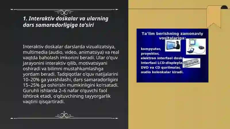 Darslarning samaradorligini oshirishda zamonaviy texnologiyalarning axamiyati 3