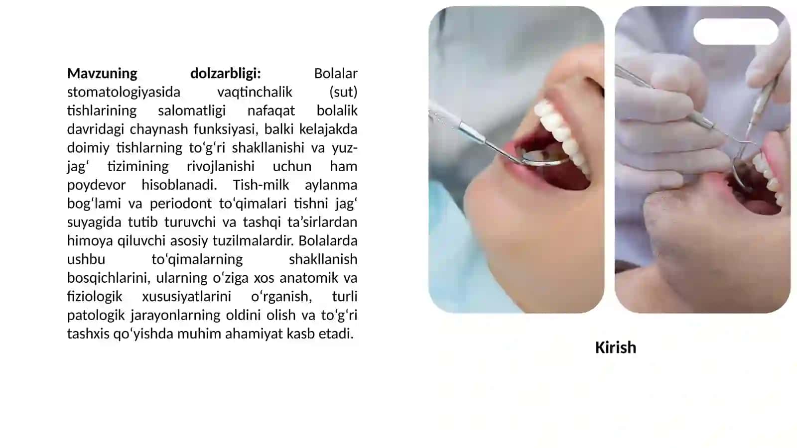 Tish-milka yig'lanma bog'lamlari va periodont shakllanishi bosqichlari 3
