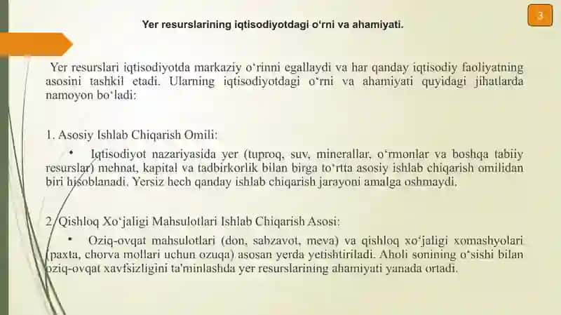 Bozor iqtisodiyoti sharoitida yer resurslarini boshqarishningo`ziga xos xususiyatlari 3