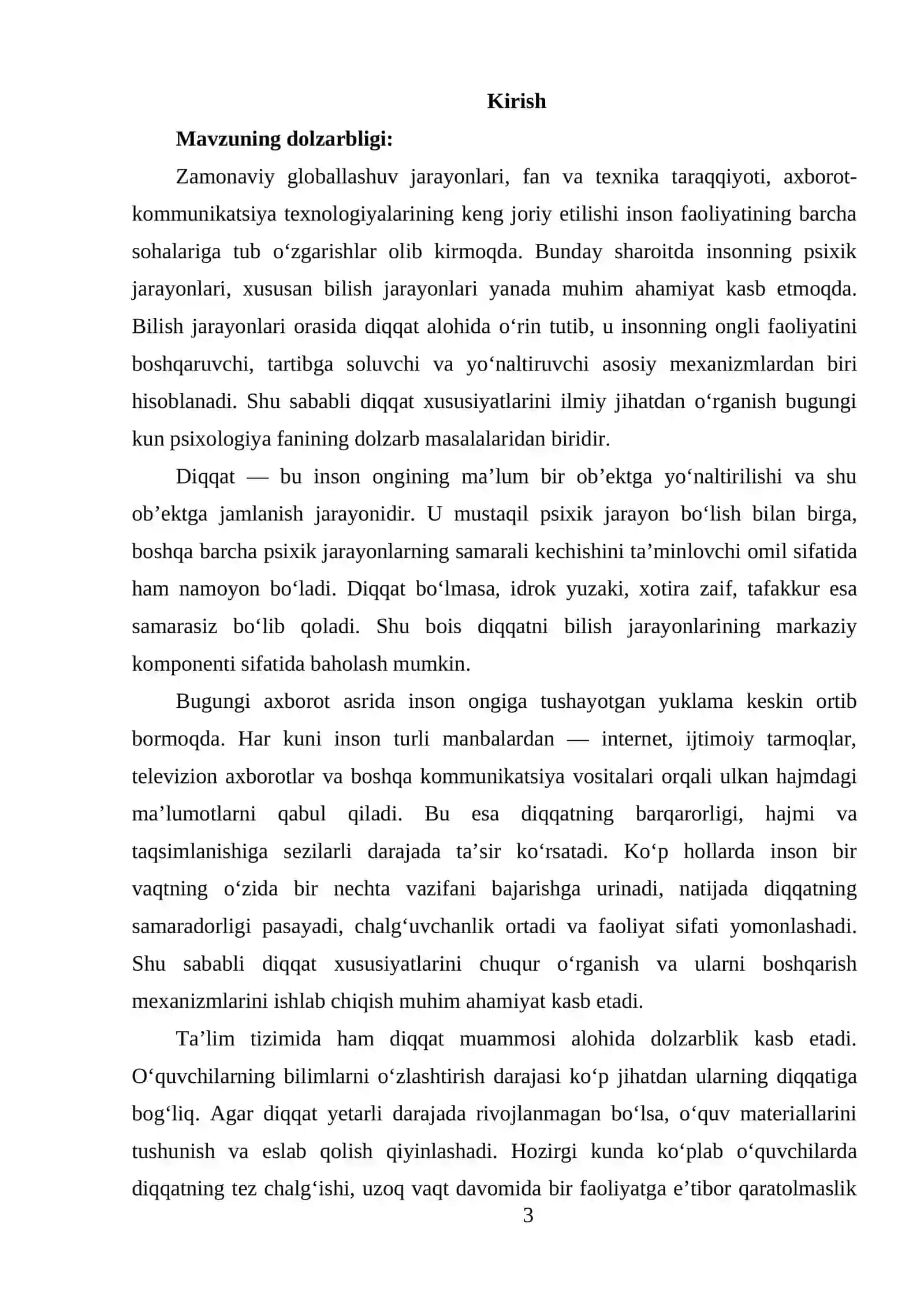 UMUMIY PSIXOLOGIYA FANIDAN TAYYORLAGAN KURS ISHI 3