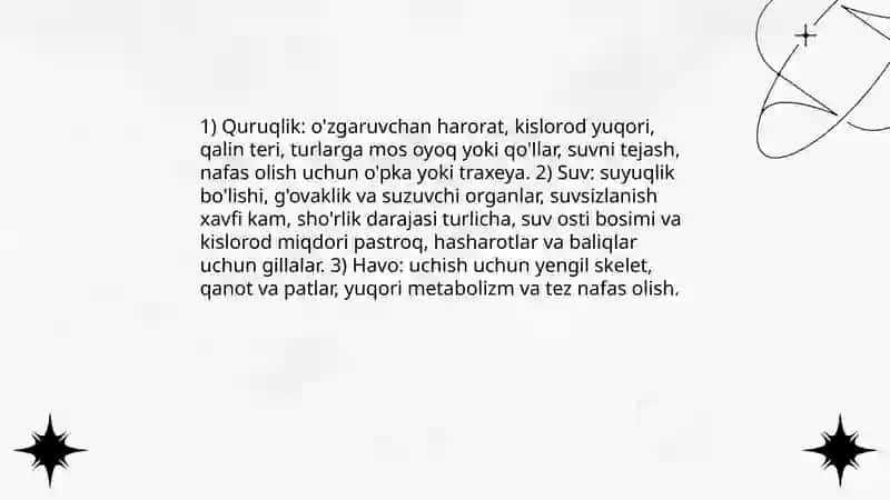 Hayvonot olamining yashash tarzi, koʻpayishi va tarqalishi va turlari haqidagi bilimlarni oʻzlashtirish va tahlil qilish 3