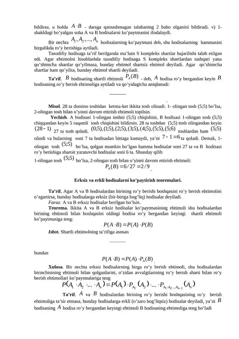 To’la ehtimol va Bayes formulalari 3
