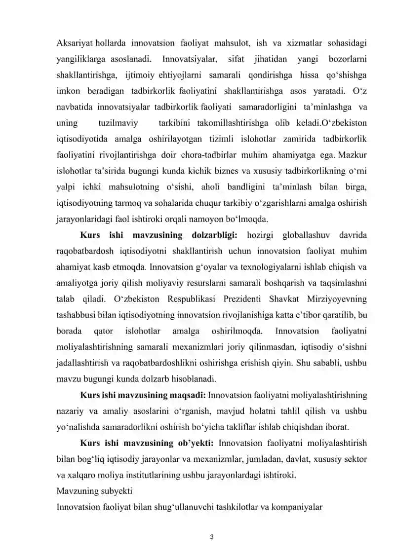 Innovatsion faoliyatni moliyalashtirish tartibi 3