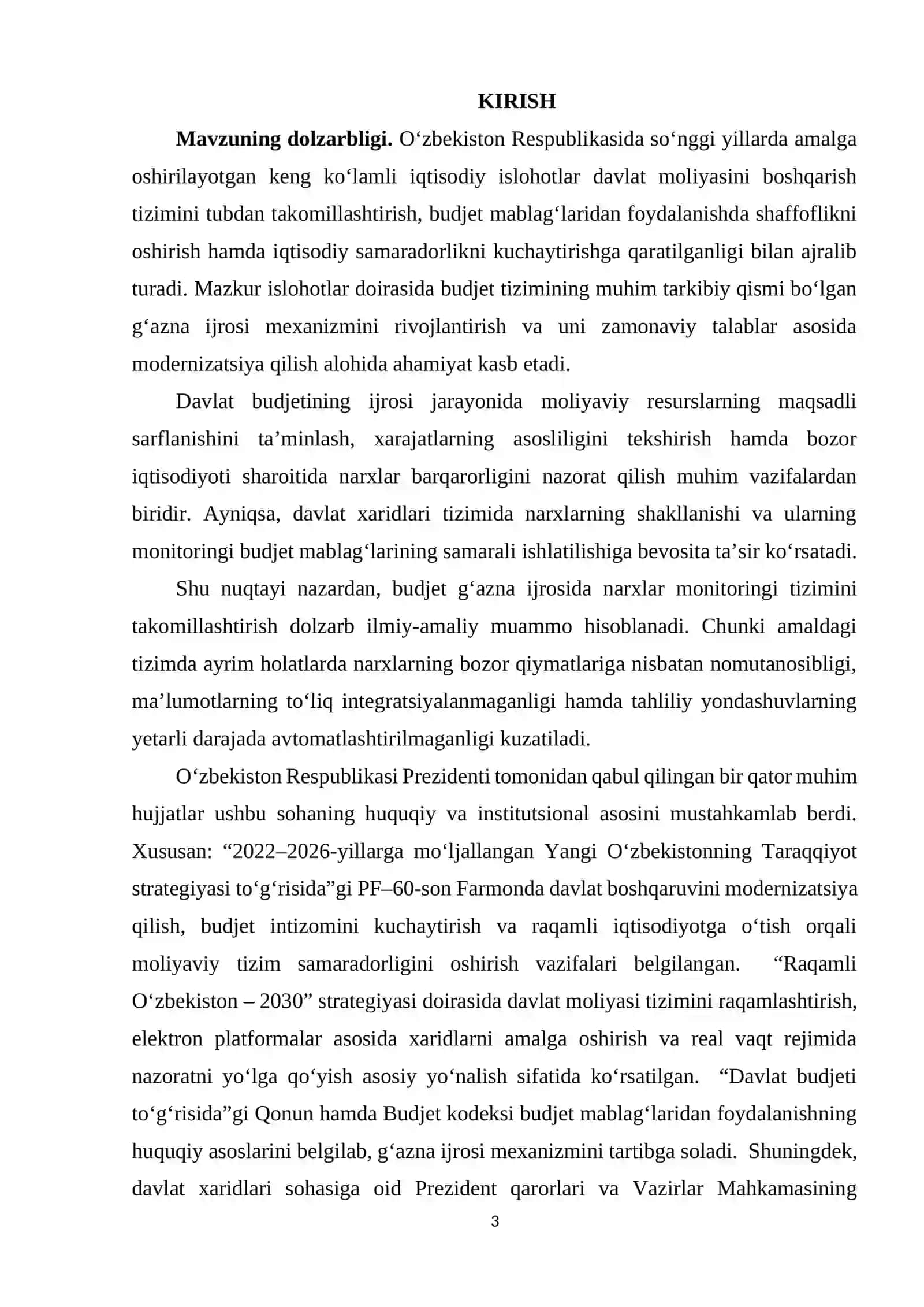 BUDJET G'AZNA IJROSIDA NARXLAR MONITORINGI OLIB BORILISHINI TAKOMILLASHTIRISH 3