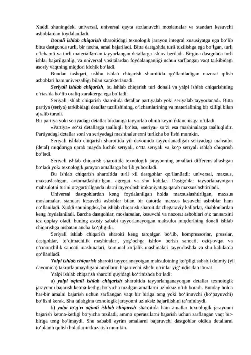 Mashinasozlikda ishlab chiqarish texnologiyasi asoslari 3