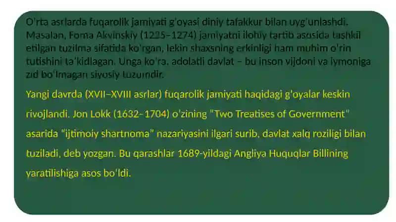 Fuqarolik jamiyati g'oyasining rivojlanish tarixi va asosiy bosqichlari va istiqbollari 3