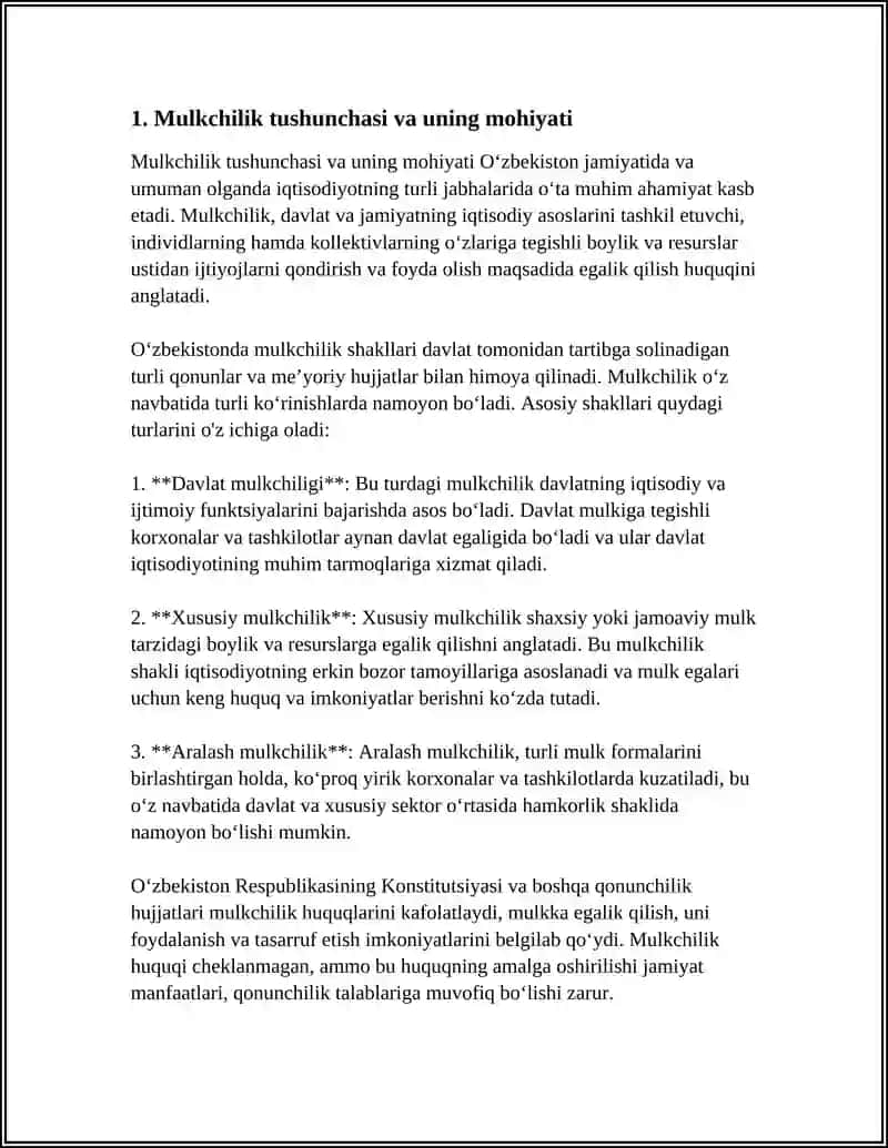 MULKCHILIK MUNOSABATLARINING MOHIYATI VA IQTISODIY MAZMUNI 3