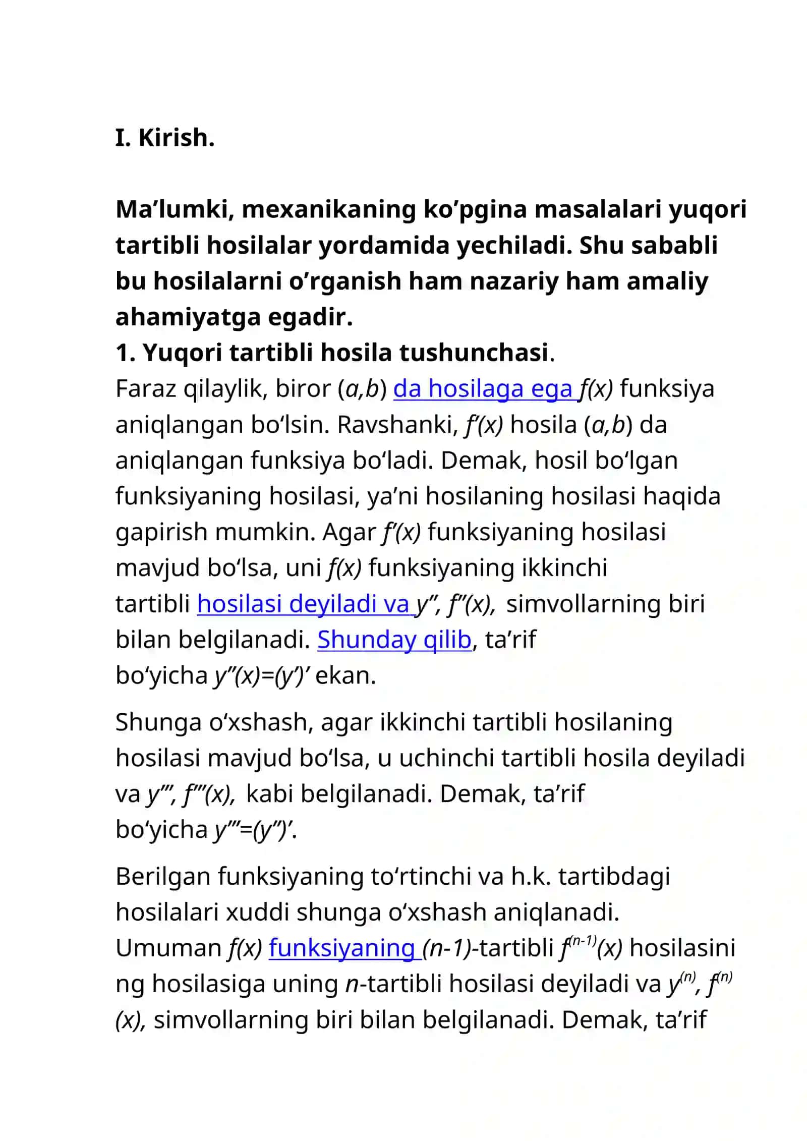 Bir tomonli hosilalar, bir tomonli urinmalar 3
