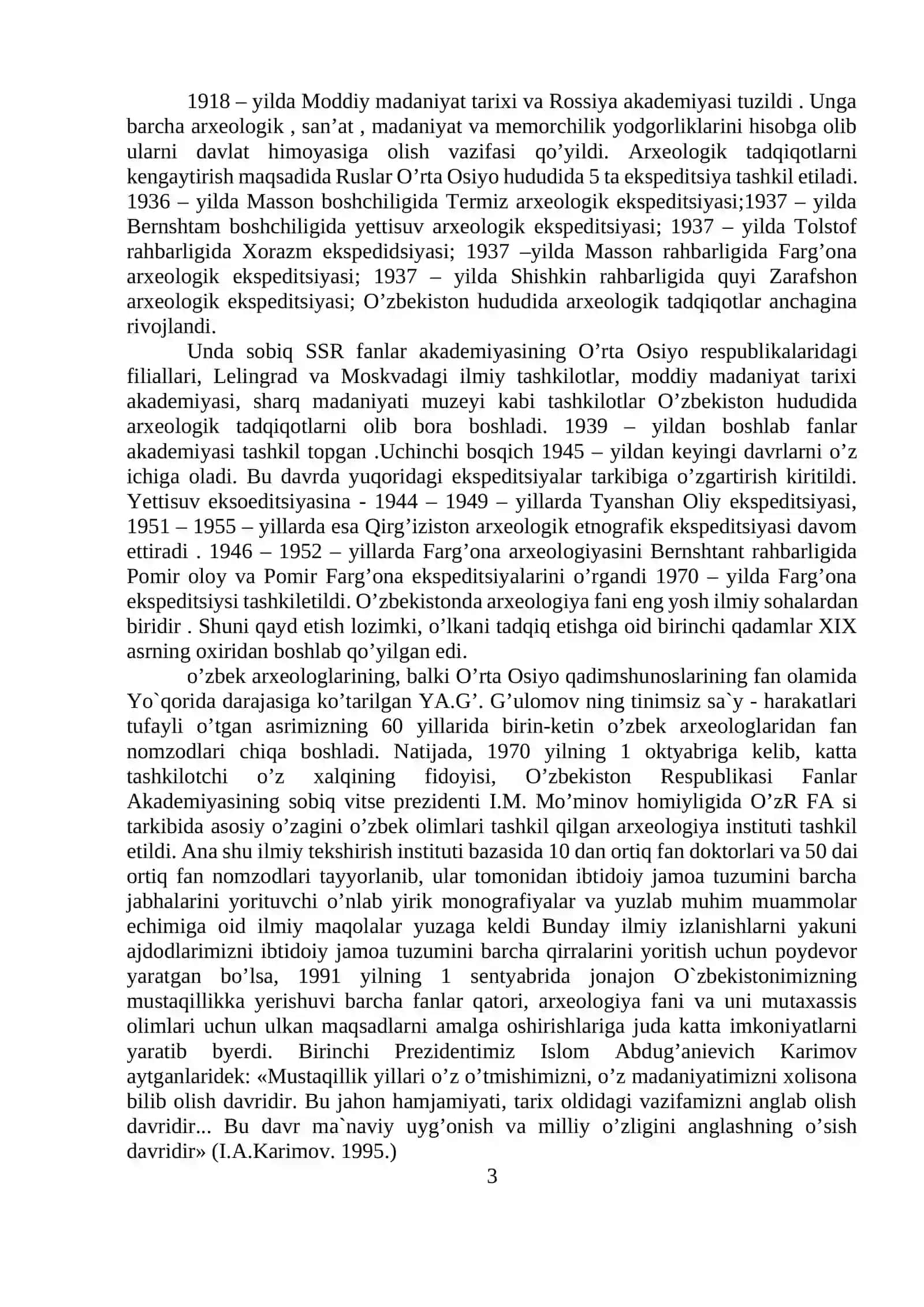 SOVETLAR DAVRIDA O‘ZBEKISTONDA ARXEOLOGIYAGA OID TADQIQOTLAR 3