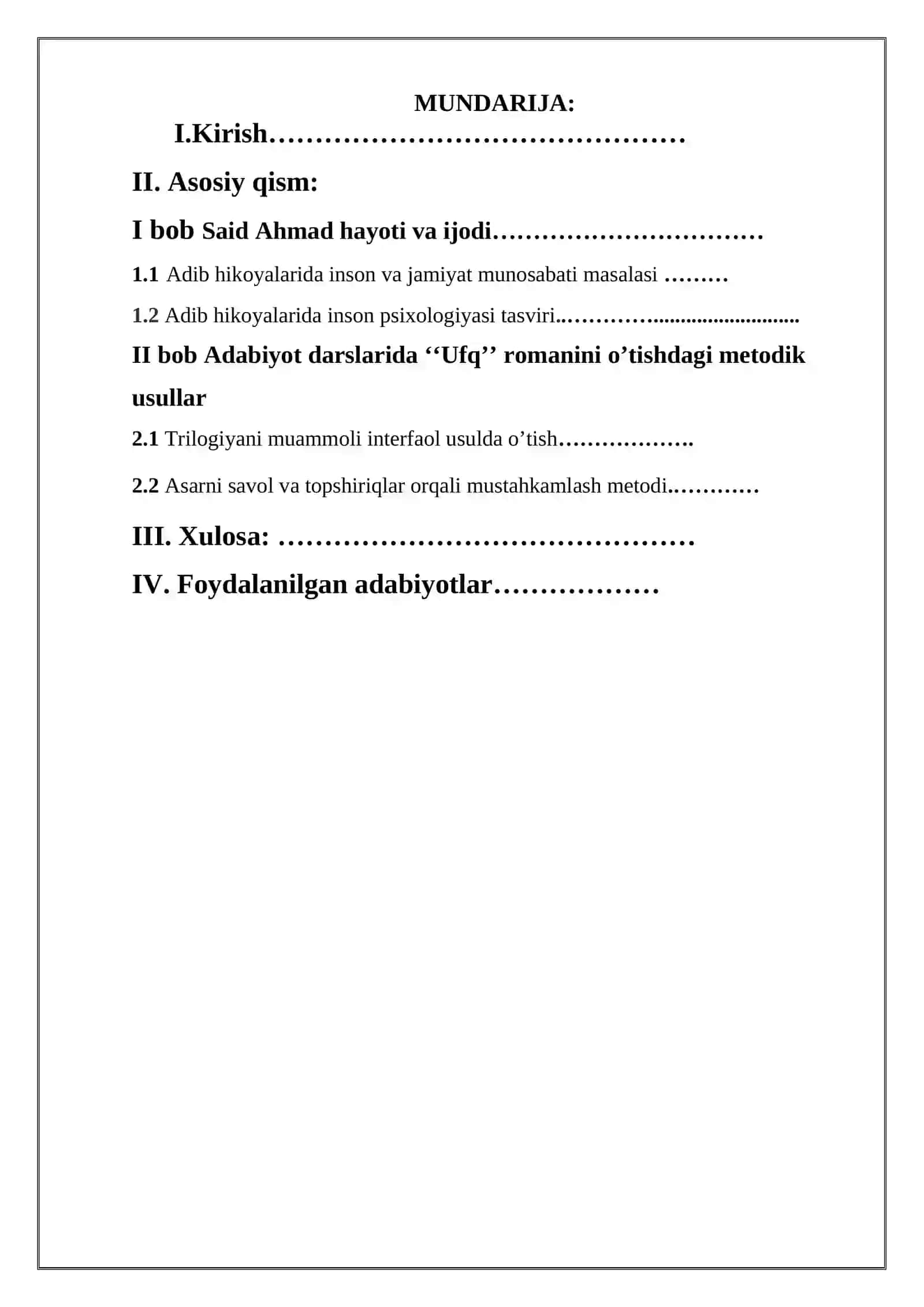 AKADEMIK LITSEYLARDA SAID AHMADNING ‘‘UFQ’’ TRILOGIYASINING SAVOL VA TOPSHIRIQLAR ASOSIDA O’RGANISH 3