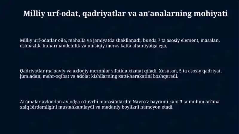Milliy urf - odatlar, qadriyatlar va an'analarning tiklanishi 3