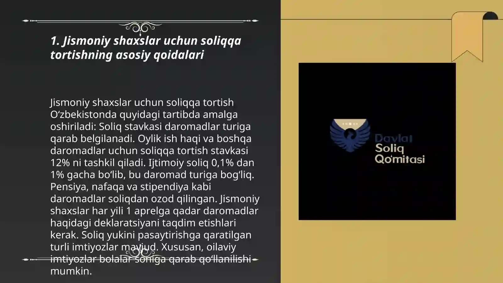 Jismoniy shaxslarning tadbirkorlik faoliyatidan olinadigan daromatlarni soliqqa tortishning o’ziga xos xususiyatlari 3