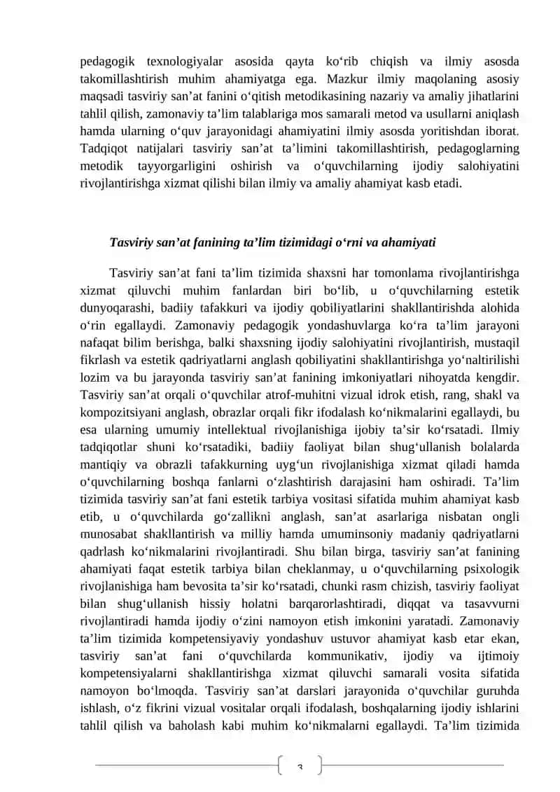 Tasviriy San’at fanini o’qitish metodikasi 3