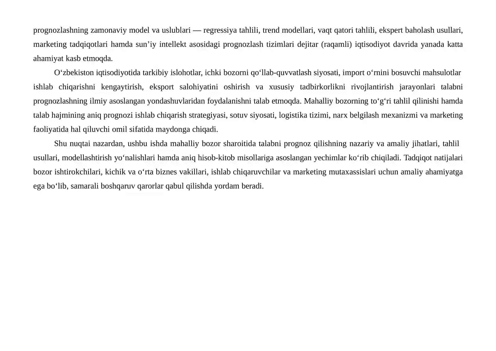 Talabni prognoz qilish 3