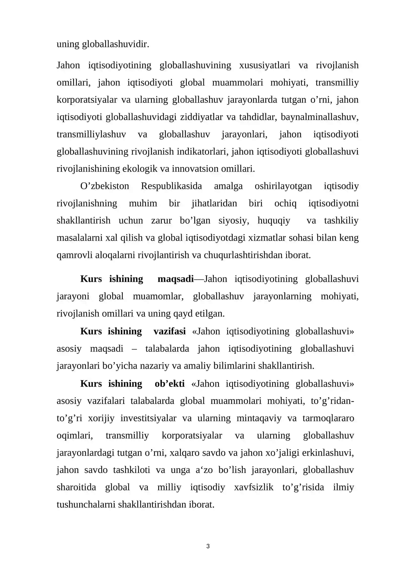 Jahon iqtisodiyoti globallashuvi belgilari 3
