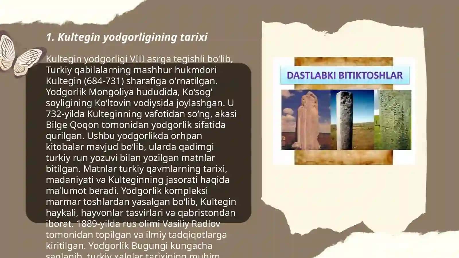 "Kultegin", "Bilga xoqon", "Toʻnyuquq" yodgorliklari tahlili 3