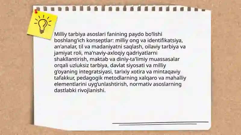 Milliy tarbiya asoslari fanining predmeti fan sifatidagi taraqqiyoti bosqichlari 3