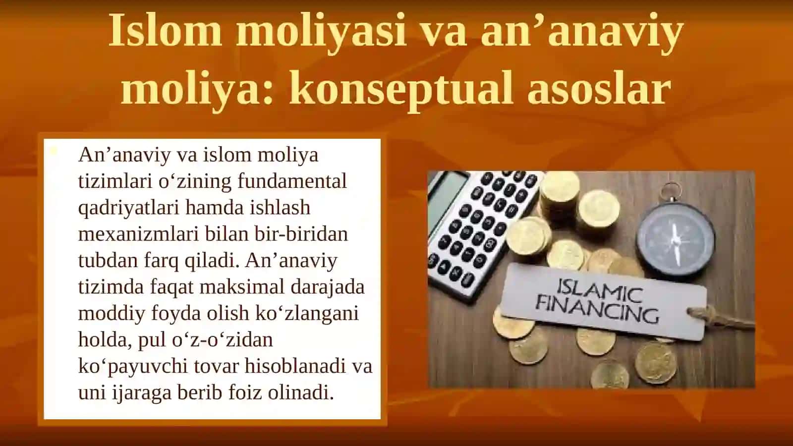 Islom moliyasi va a’nanaviy moliya 3