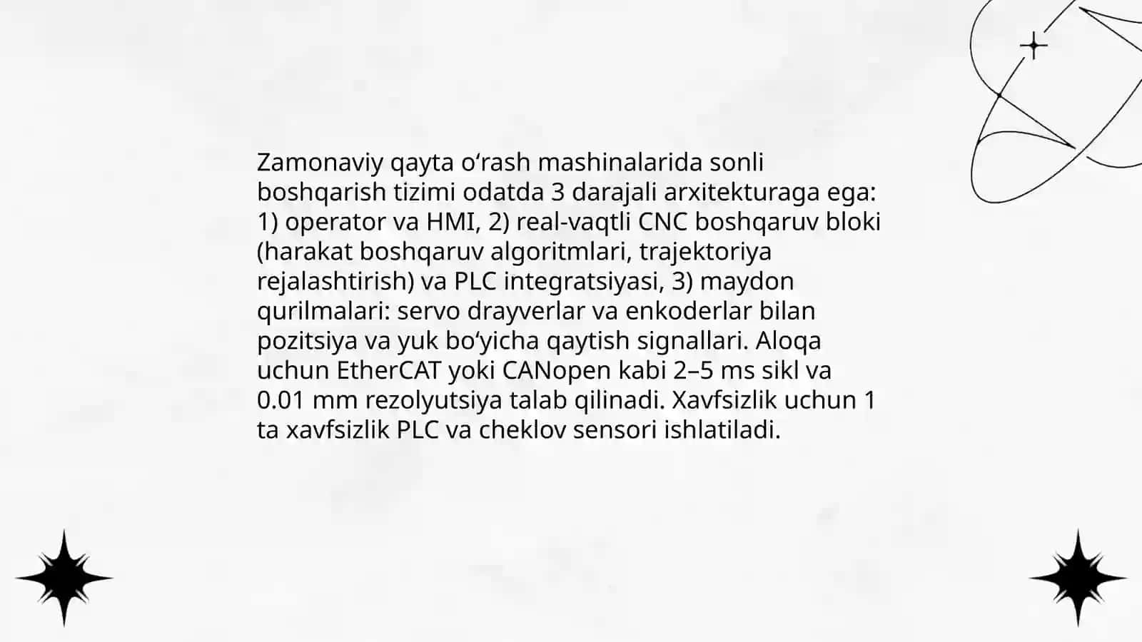Zamonaviy qayta oʻrash mashinalarida sonli boshqarish nazorat tizimini qoʻllanilishi 3