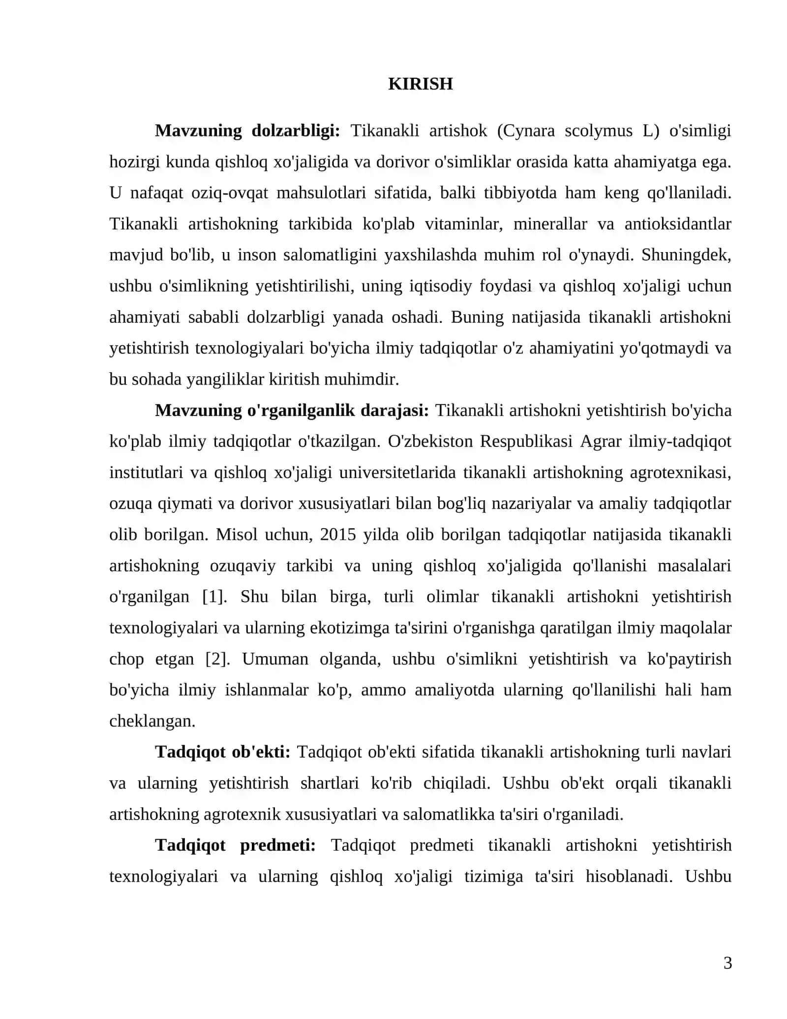 Tikanakli artishok (Cynara scylomus L)ni yetishtirish texnalogyasi 3