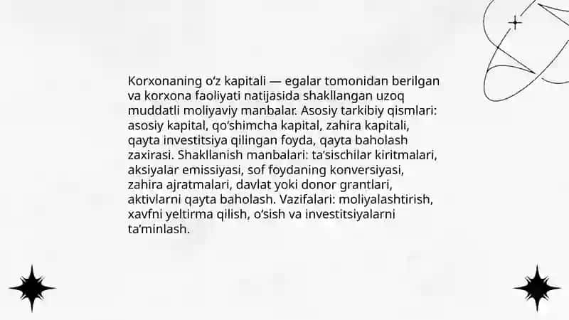 Korxonalarni moliyalashtirishning òz manbalari 3