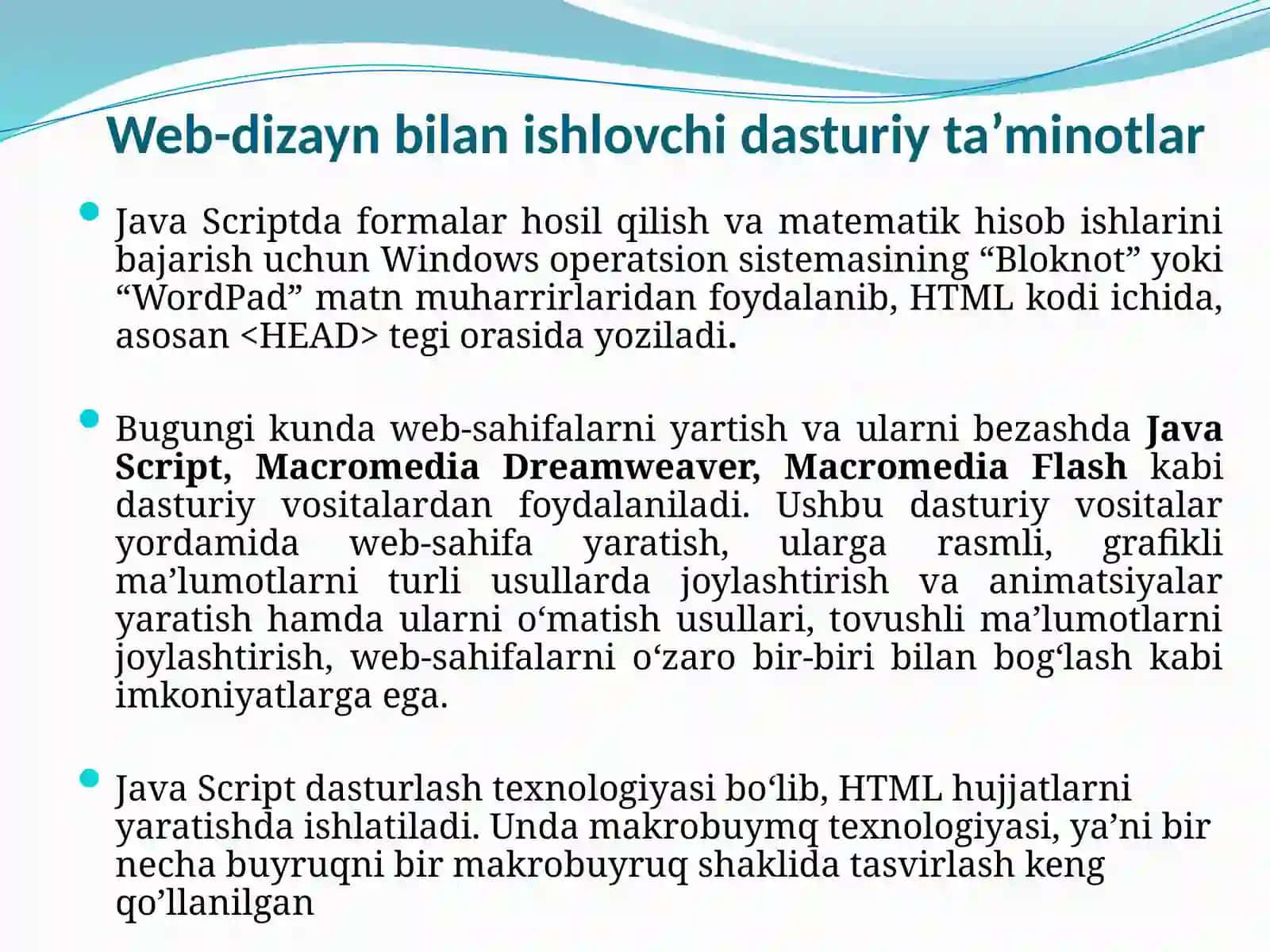 WEB-DIZAYN VA UNING DASTURIY TA’MINOTI 3