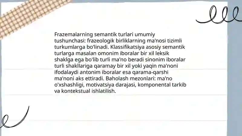 Frazemalarning semantik turlari 3