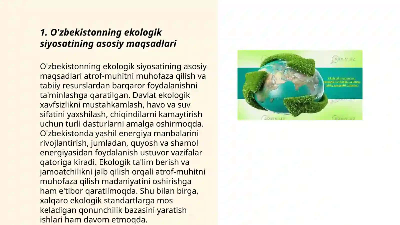 O'zbekiston Ekologik Siyosating Mohiyati va Uning Bugungi Kundagi Ahamiyati 3
