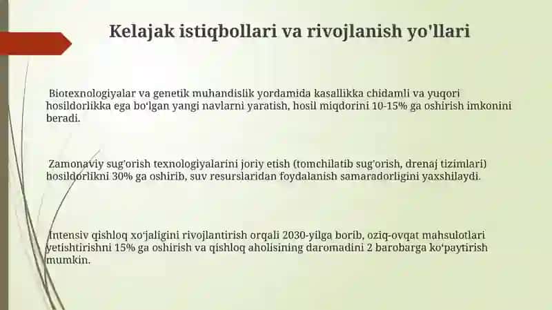 Qishloq xoʻjaligini intensiv rivojlantirish 3