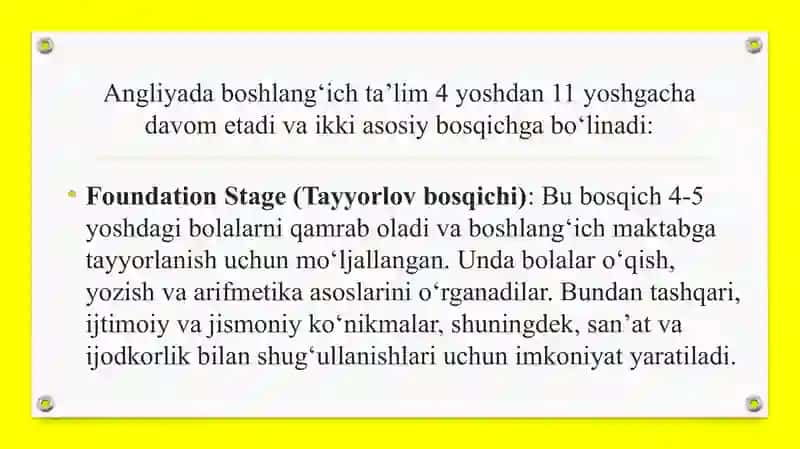 Angliya boshlang'ich ta'lim tizimi 3
