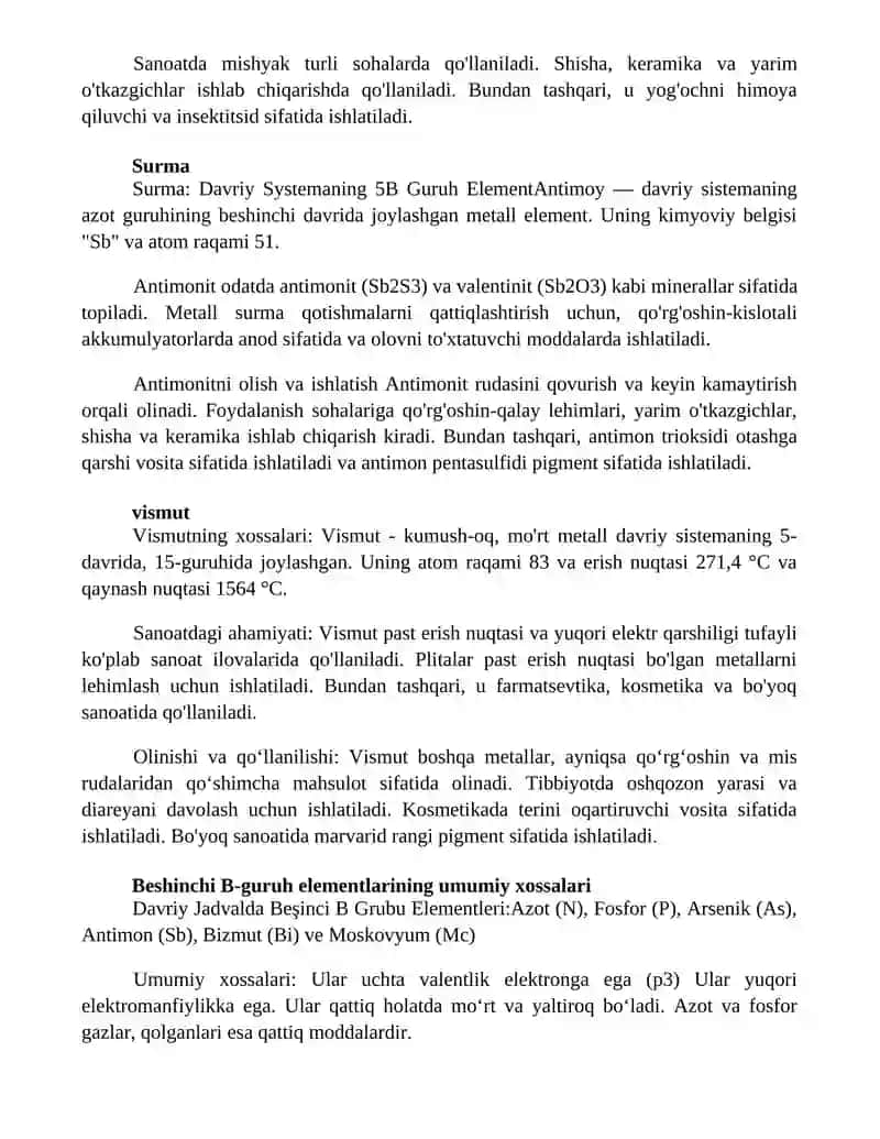 Davriy Sistemaning Beshinchi B-Guruh Elementlari Va Ularning Birikmalari 3