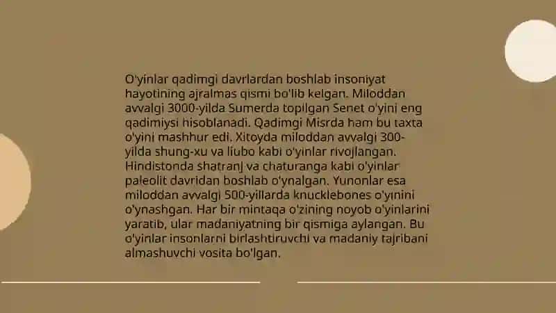 O‘yinning kelib chiqish tarixi 3