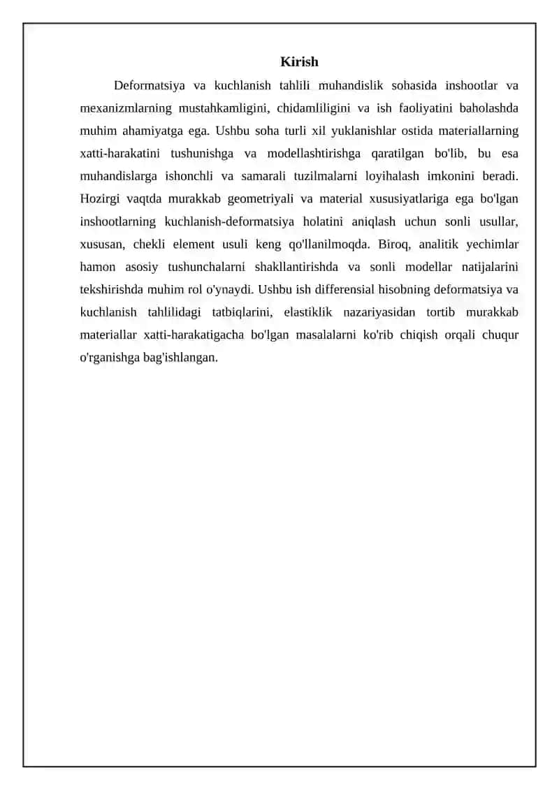 Deformatsiya va kuchlanish tahlilida differensial hisob tatbiqlari 3