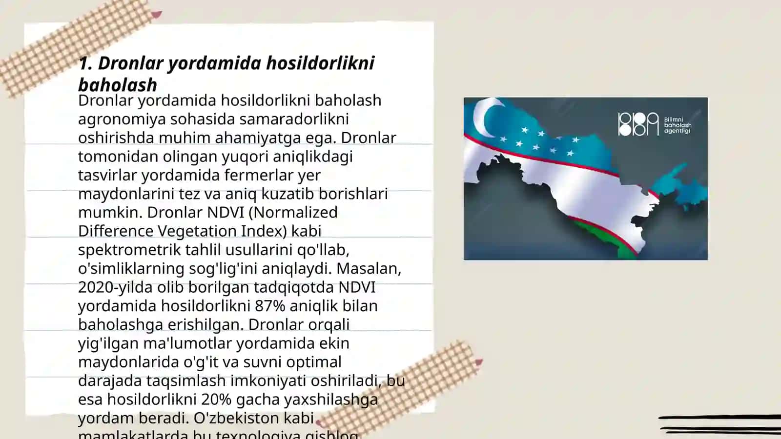 Real vaqt rejimimda hosildorlikni aniqlash yo'llari va vositalari 3